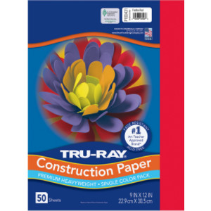 Construction Paper, Heavyweight, Red, 9" x 12", 50 Sheets