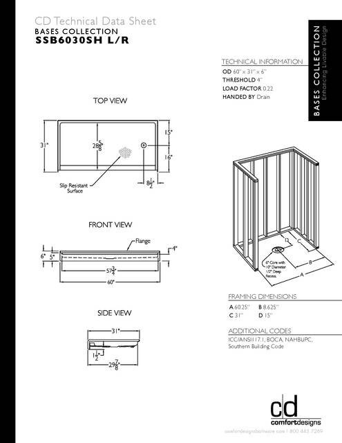 Tech Data Sheet — Cd Shower Base Tech Data Ssb 6030sh L R