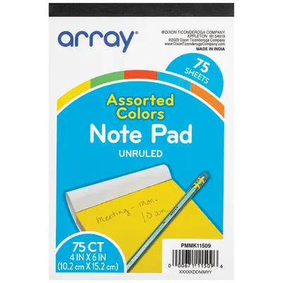 Array® Note Pad, 5 Vibrant Assorted Colors, unruled 4