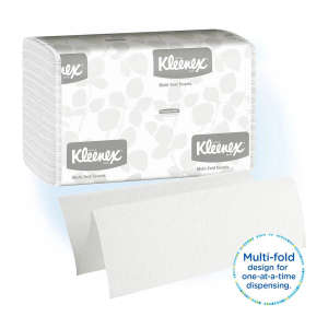 KIM01890, Kimberly Clark, Kleenex, Folded Towel, Multifold, 1 ply, White