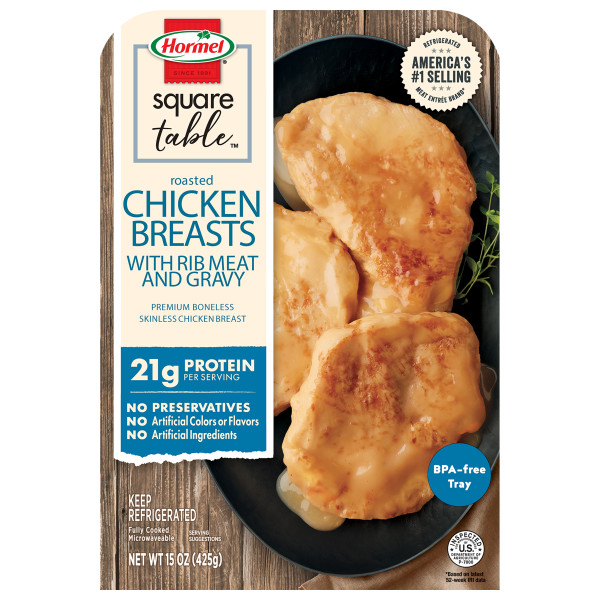 HORMEL(r) SQUARE TABLE(tm) Roasted Chicken Breasts & Gravy Case 6/15OZ . C1N1 - Front No Plunge In Package (Hi Res)