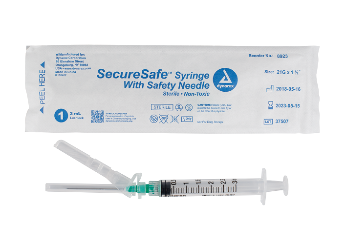 SecureSafe™ Syringe with Safety Needle - 3cc - 21G, 1.5