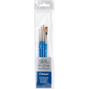 Cotman Watercolor Brushes, Set of 4 (Round 1, 4, & 6, One Stroke 3/8")