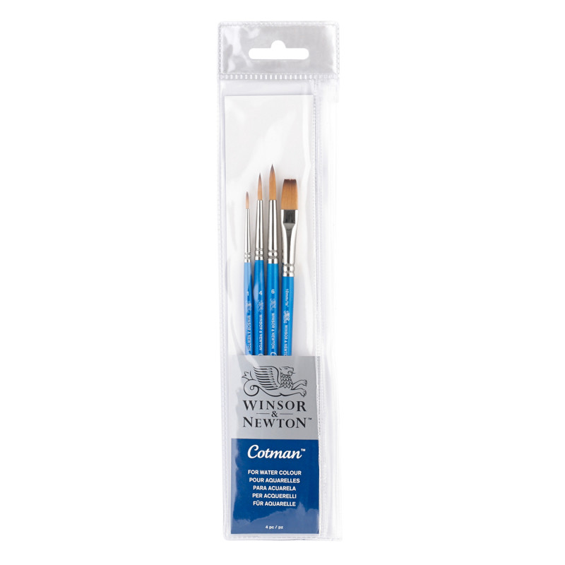 Cotman Watercolor Brushes, Set of 4 (Round 1, 4, & 6, One Stroke 3/8")