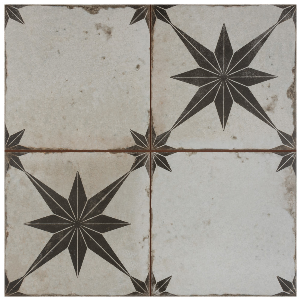 Kings Star Ara Nero 17-5/8 in. x 17-5/8 in. Ceramic Floor and Wall Tile