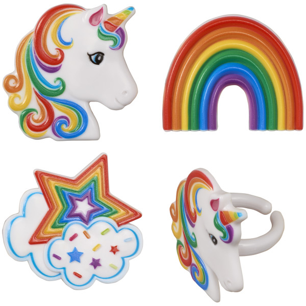 Rainbow Unicorn Assortment Cupcake Rings