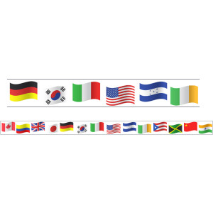 Magnetic Straight Borders/Trims, 1.5" x 24", World Flags Theme, Pack of 12