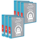 BAZIC Products&reg; 3-Ring View Binder with 2 Pockets, 1", Cyan, Pack of 6 BAZ4125-6
