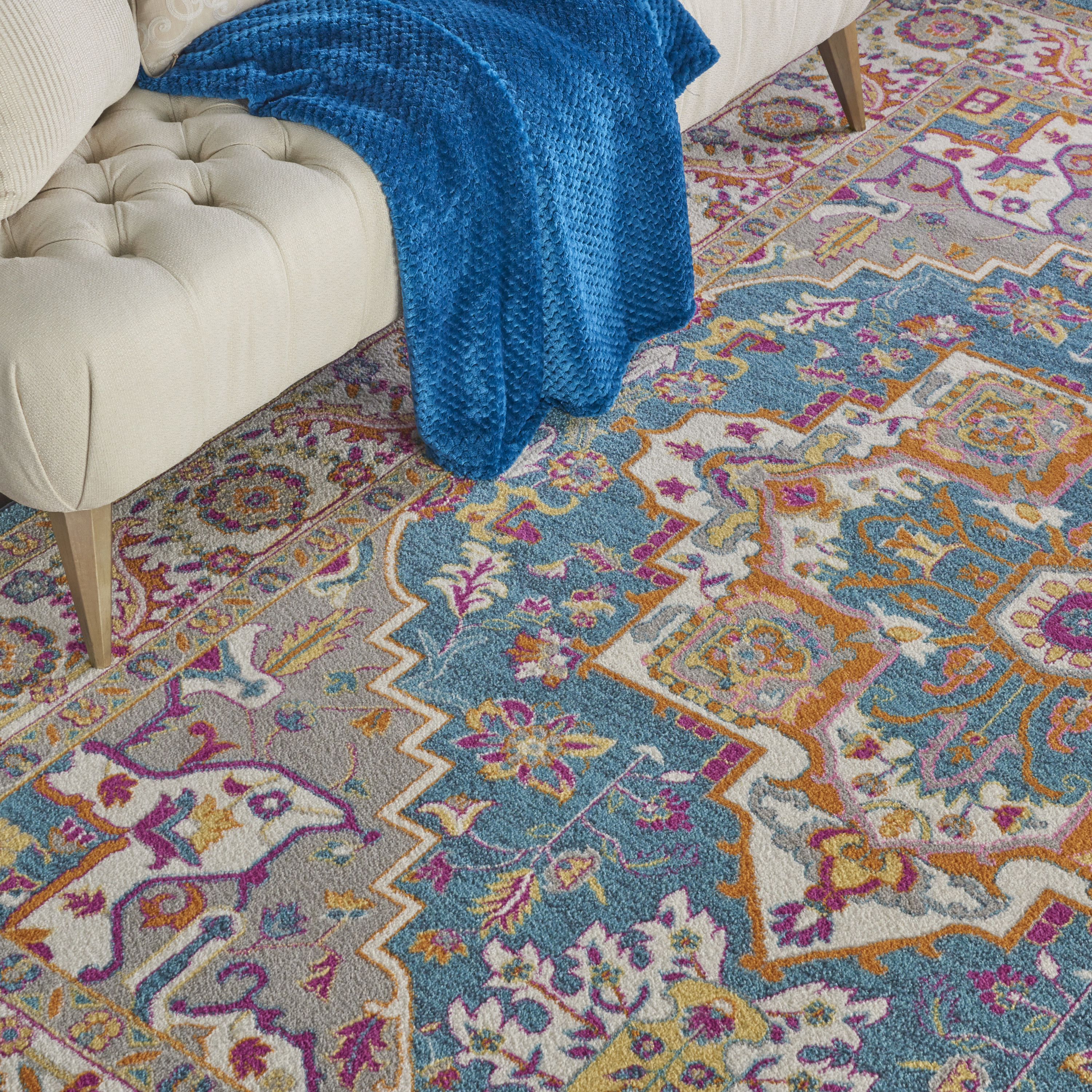 Nourison Passion 9' x 12' Teal Multicolor Bohemian Indoor Rug