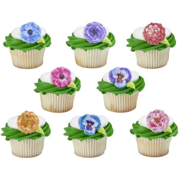 Garden Flowers Cupcake Rings