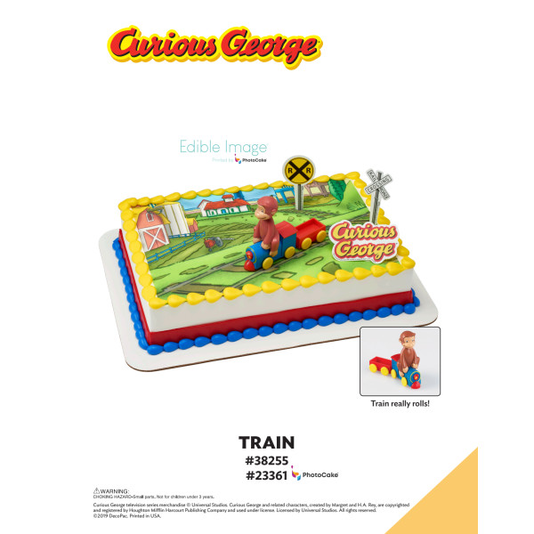 Curious George® Train The Magic of Cakes® PhotoCake® Enhanced Background Page