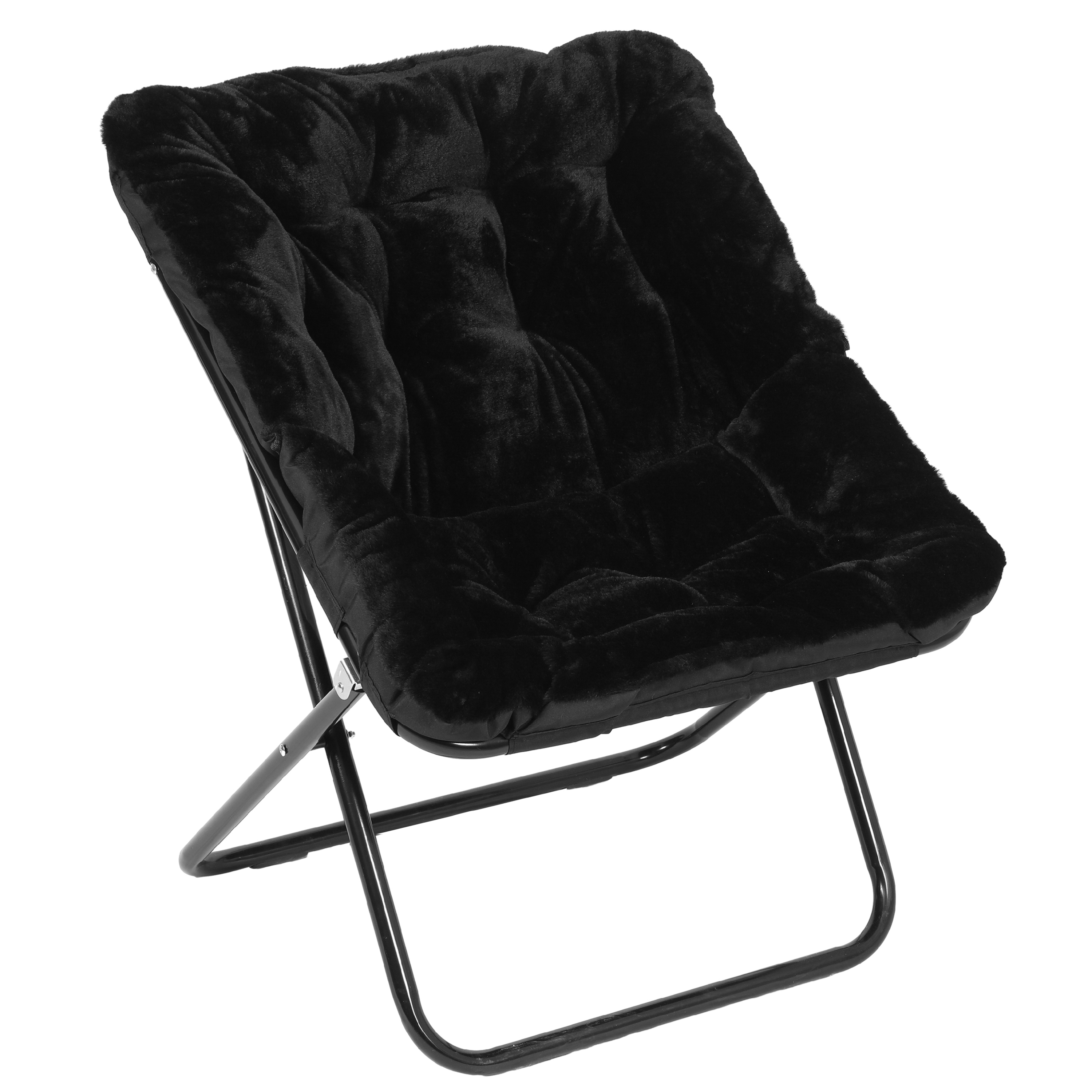 Archer 28" Oversized Portable Faux Fur Folding Saucer Chair with Folding Otto... - Picture 11 of 49