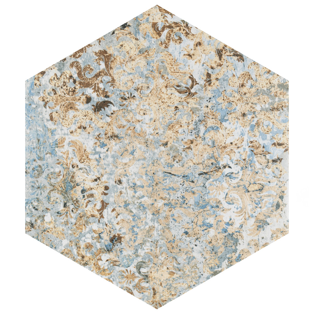 Carpet Hex Tapestry Natural 9-7/8 in. x 11-1/4 in. Porcelain Floor and Wall Tile