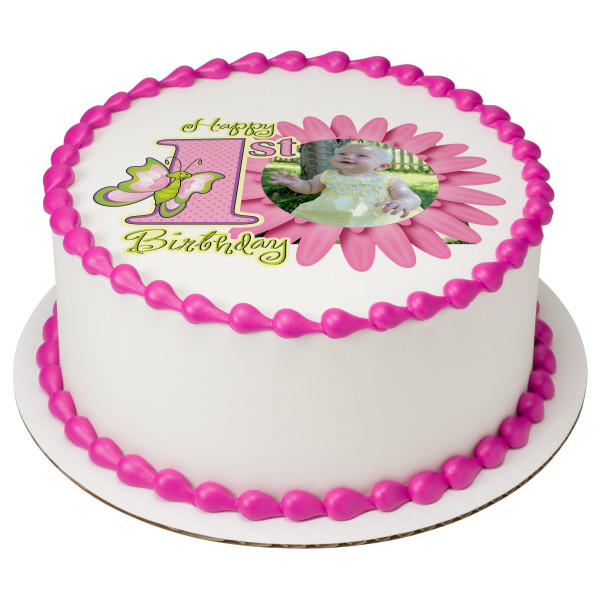 First Birthday Butterfly PhotoCake® Edible Image® Frame