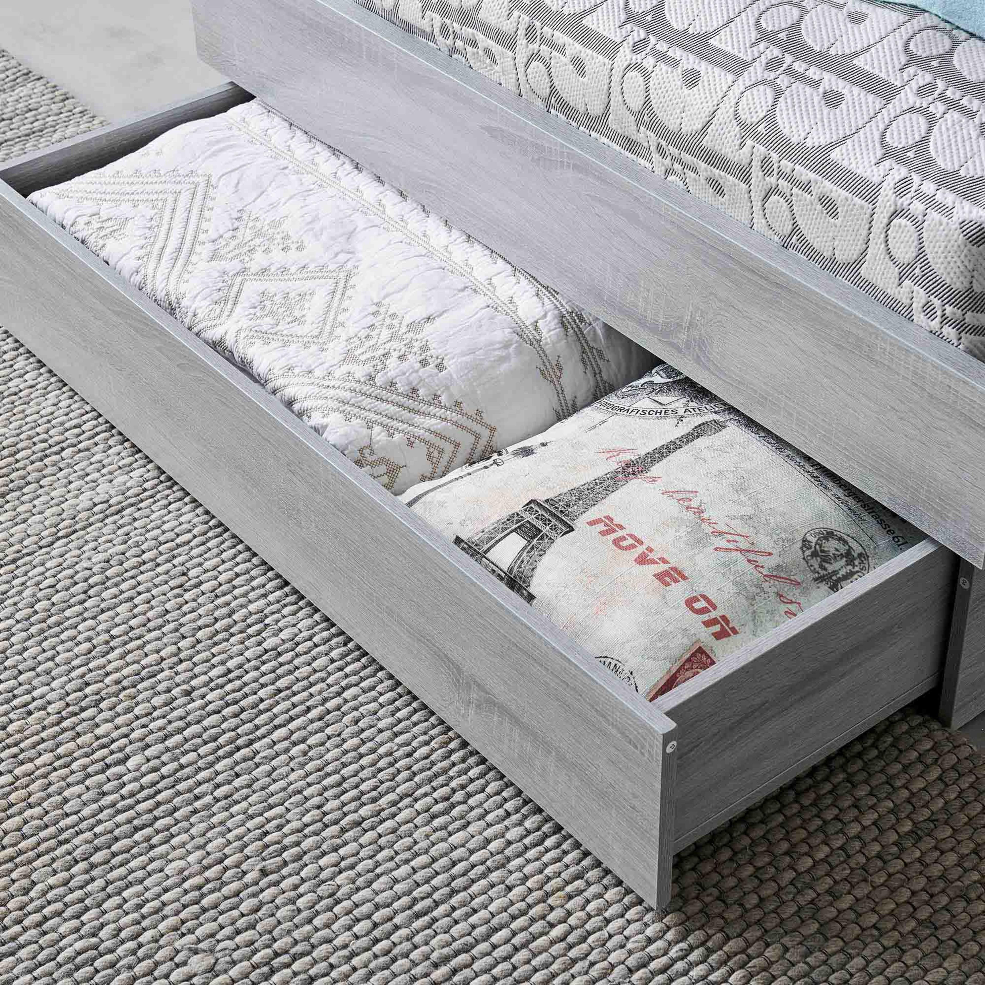 Detail image of the  Bellevue Bed Frame, 3 Drawer Base, Cement Grey from Forty Winks