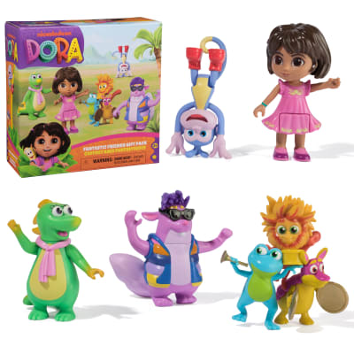 Dora, Coffret Amis fantastiques avec Dora, Babouche, Tico, Véra et le Trio Fiesta, figurines et jouets pour filles et garçons, à partir de 3 ans