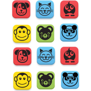 Magnetic Whiteboard Student Erasers, Animals, Set of 12