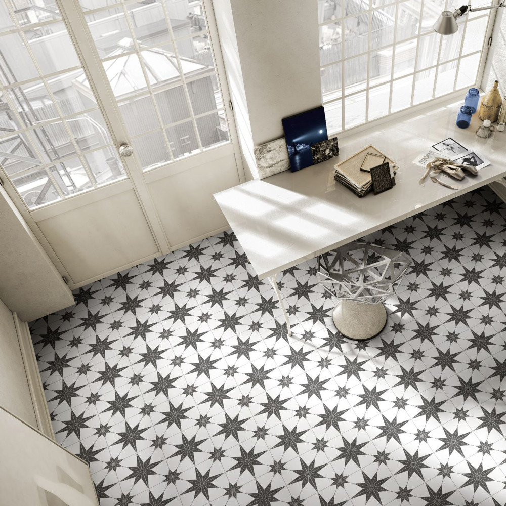 Stella Nero 9-3/4 in. x 9-3/4 in. Porcelain Floor and Wall Tile
