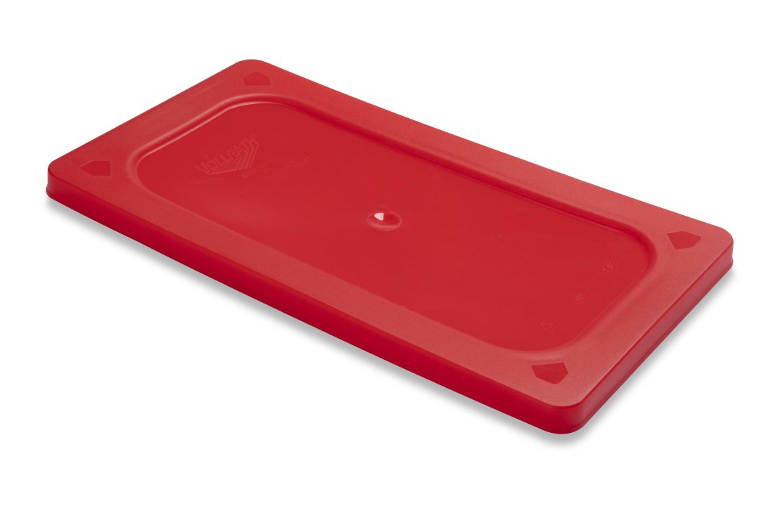 Third-size Super Pan V® flexible steam table hotel pan lid in red