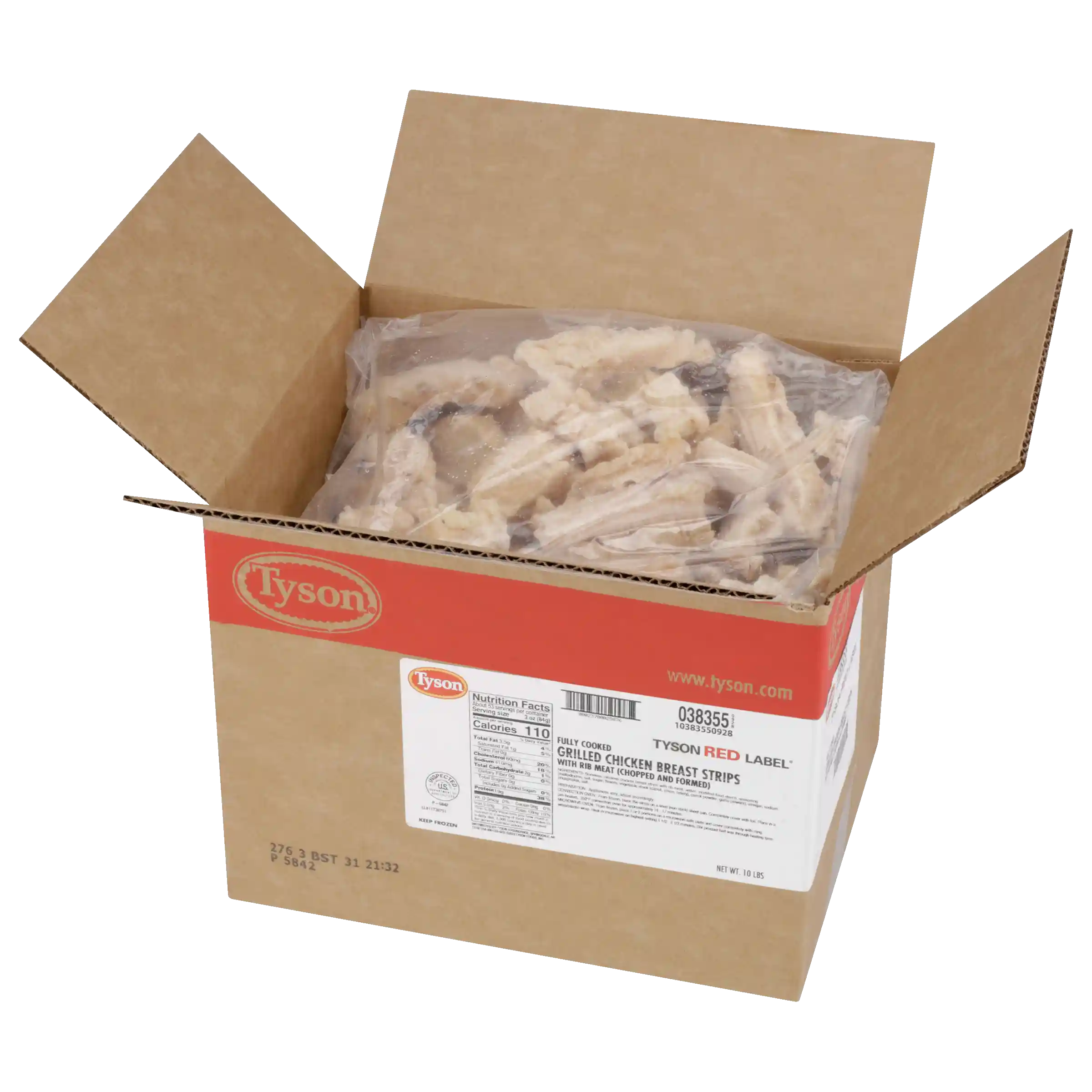 Tyson Red Label® Fully Cooked Unbreaded Grilled Chicken Breast Strips, Large _image_31