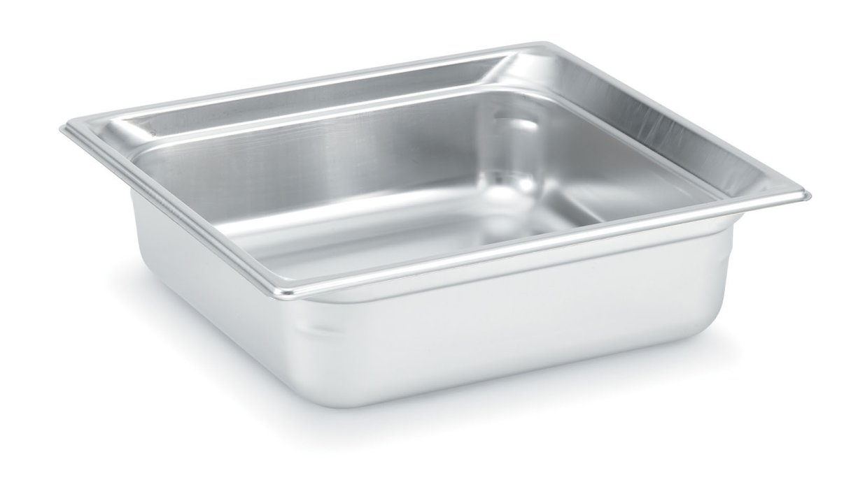 Two-thirds-size 2 ½-inch-deep Super Pan 3® stainless steel steam table pan