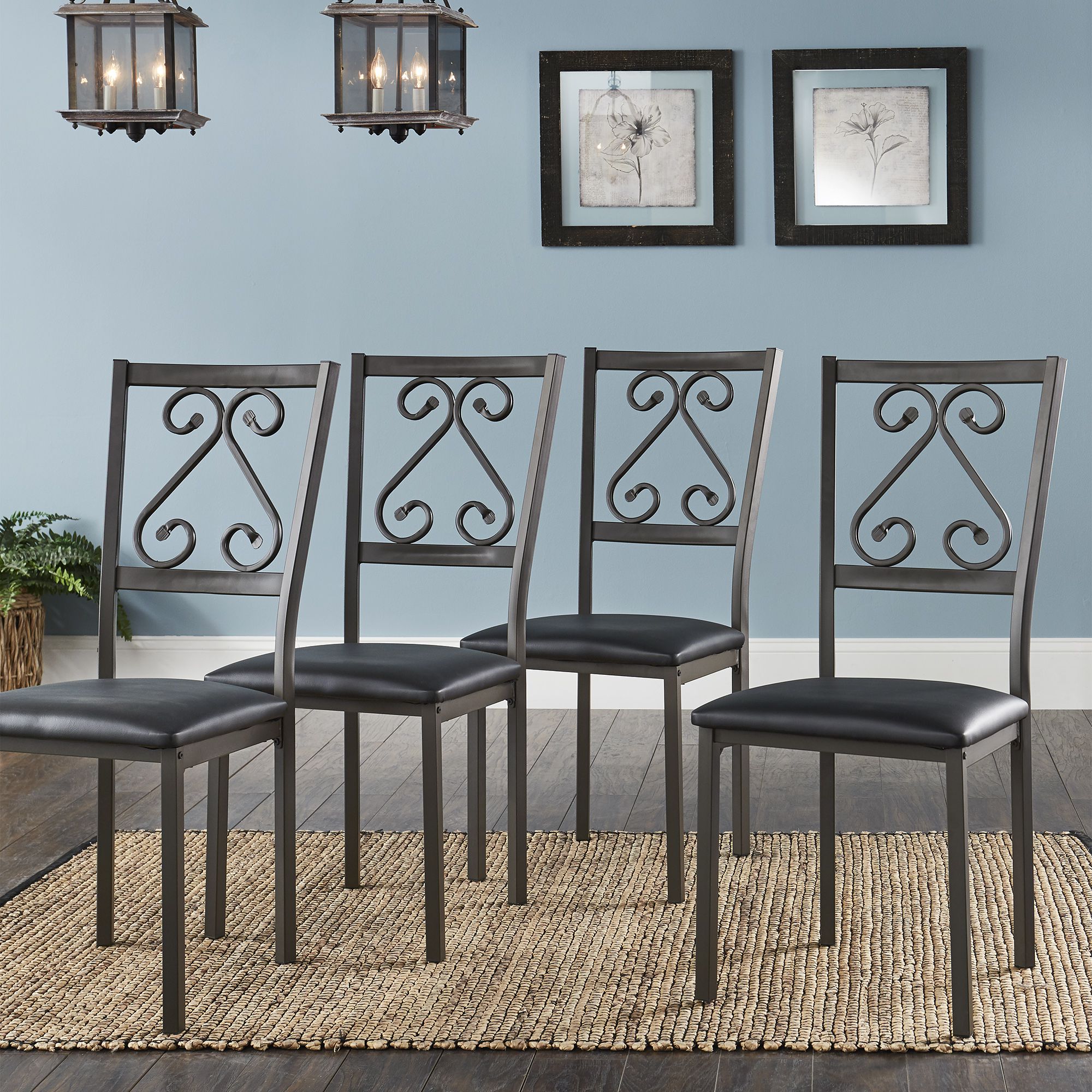 Brown Armless Dining Chairs (Set of 4)