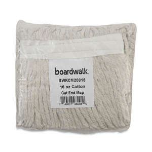 Boardwalk, Cotton Cut-End Wet Mop Head with 1.25" Headband, 16 oz, White