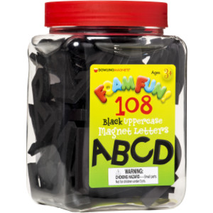 Foam Fun!&trade; Uppercase Black Magnetic Letters, 108 Pieces