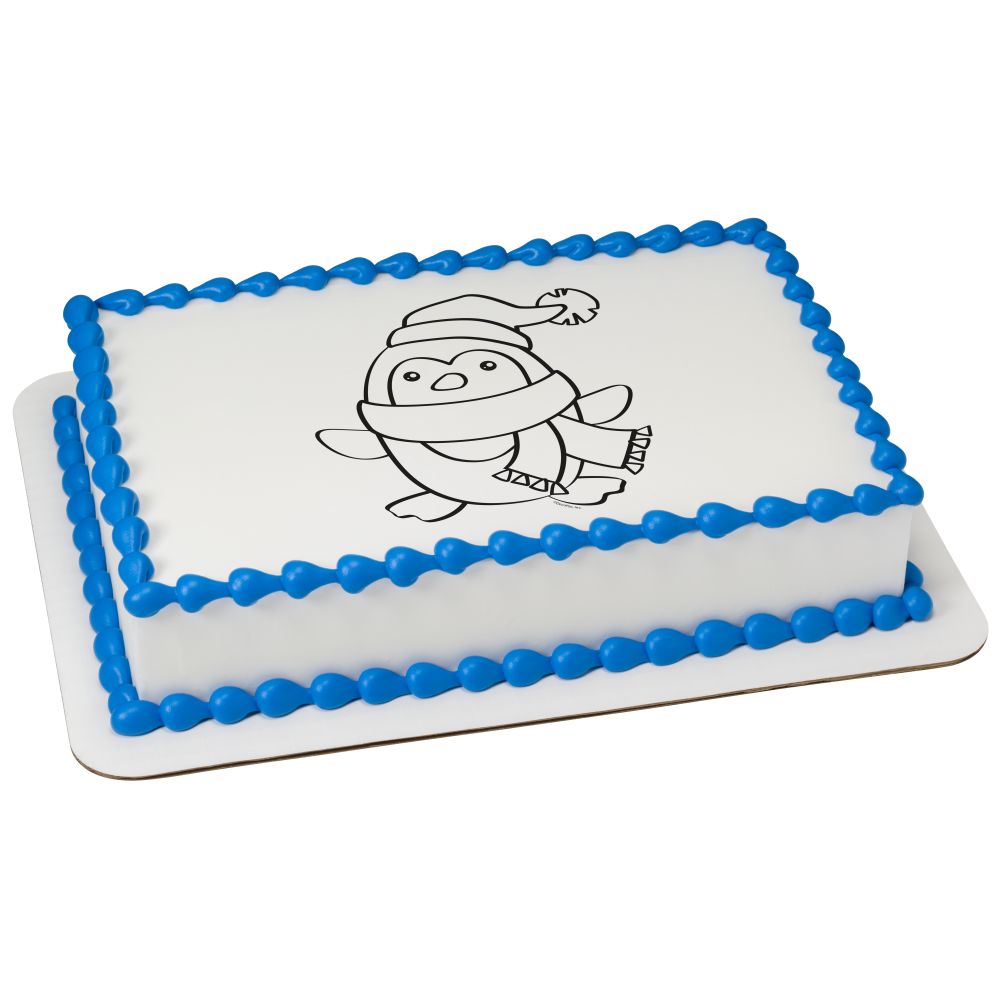 Image Cake Paintable Winter Penguin