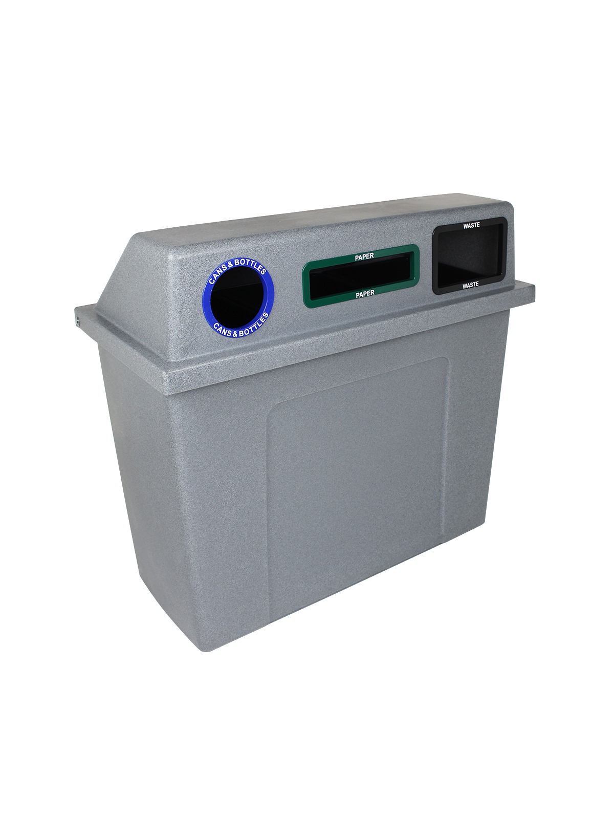 SUPER SORTER – Triple – Kit – Cans & Bottles-Paper-Waste – Circle-Slot-Full – Greystone