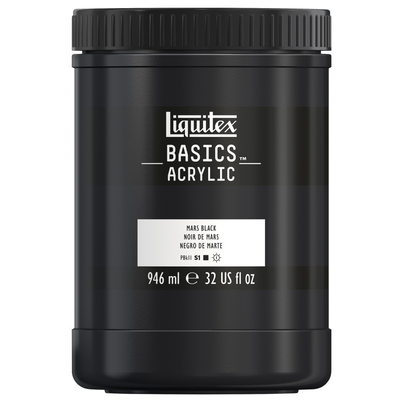 BASICS Acrylic Paint, 946 mL (32 oz) Jar, Mars Black