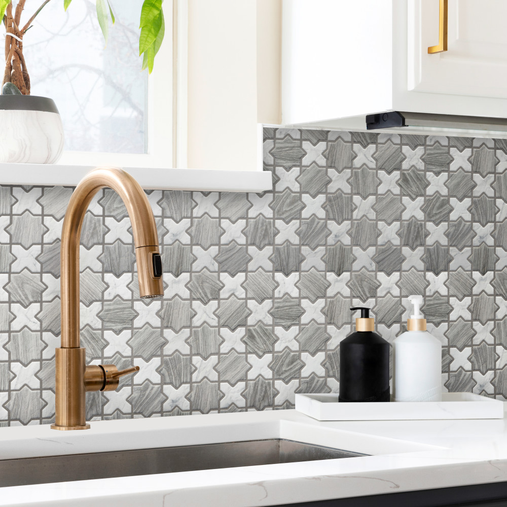 Llama 2″ Star Silver Smoke w/Cal Cross 11-7/8 in. x 11-7/8 in. Porcelain Mosaic Tile
