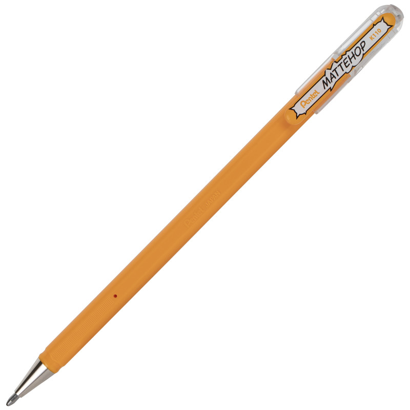 Hybrid MATTEHOP Gel Roller, 1.0mm, Matte Yellow Orange Ink, Pack of 12