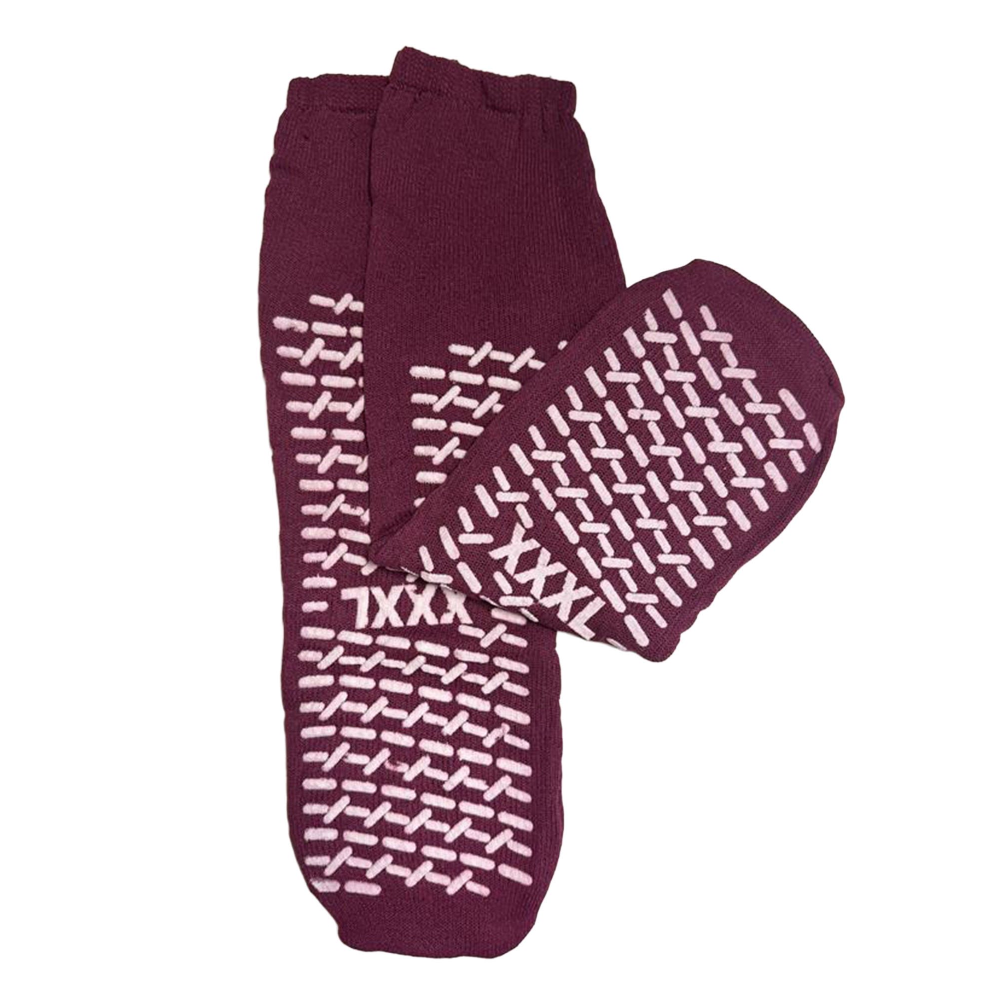 Risk Management Slipper Socks Unisex Adult 3X-Large Double Tread Single Patient Use Purple