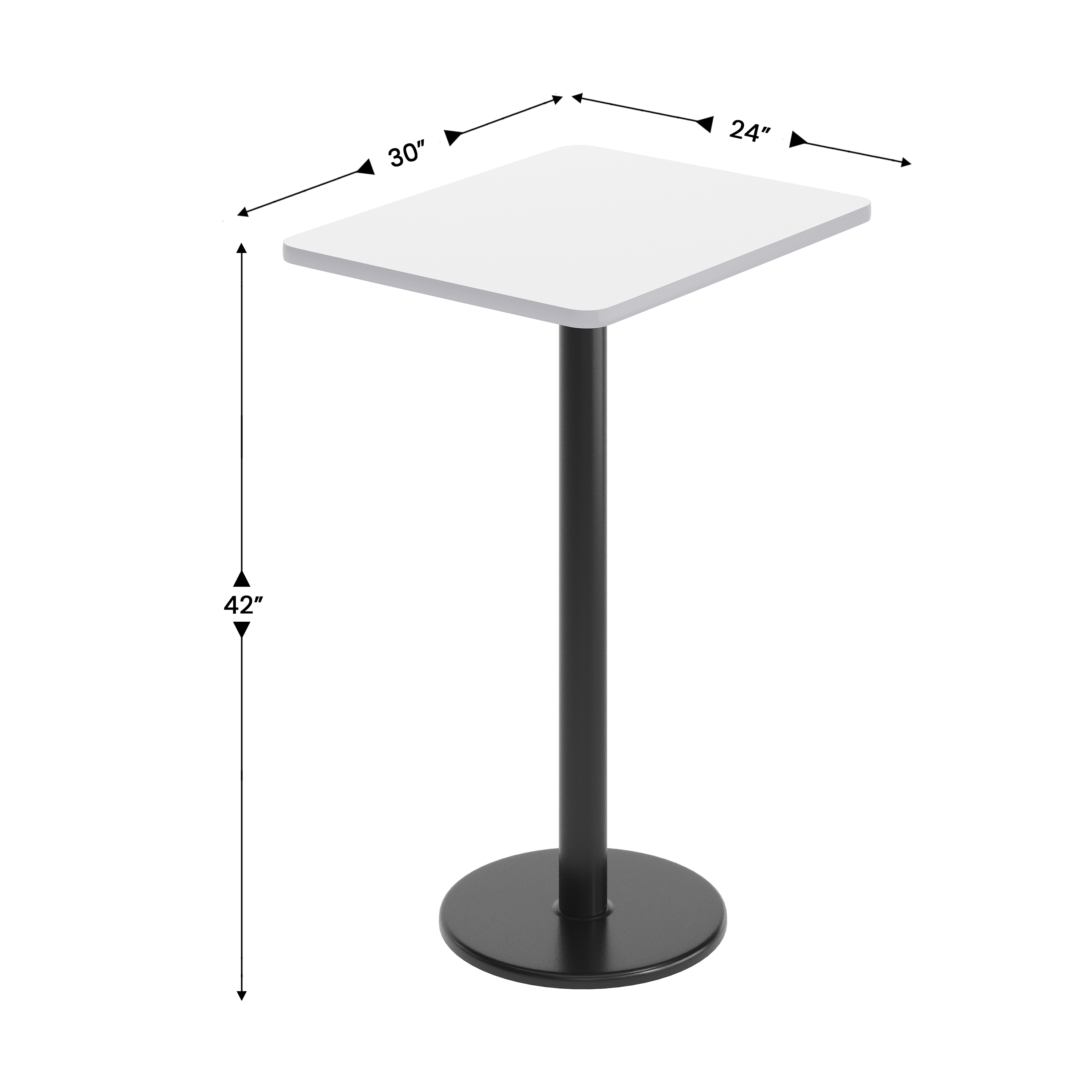 Stiles 24'' x 30'' Gray Rectangular Laminate Table Top with Black 18" Round B... - Picture 30 of 35