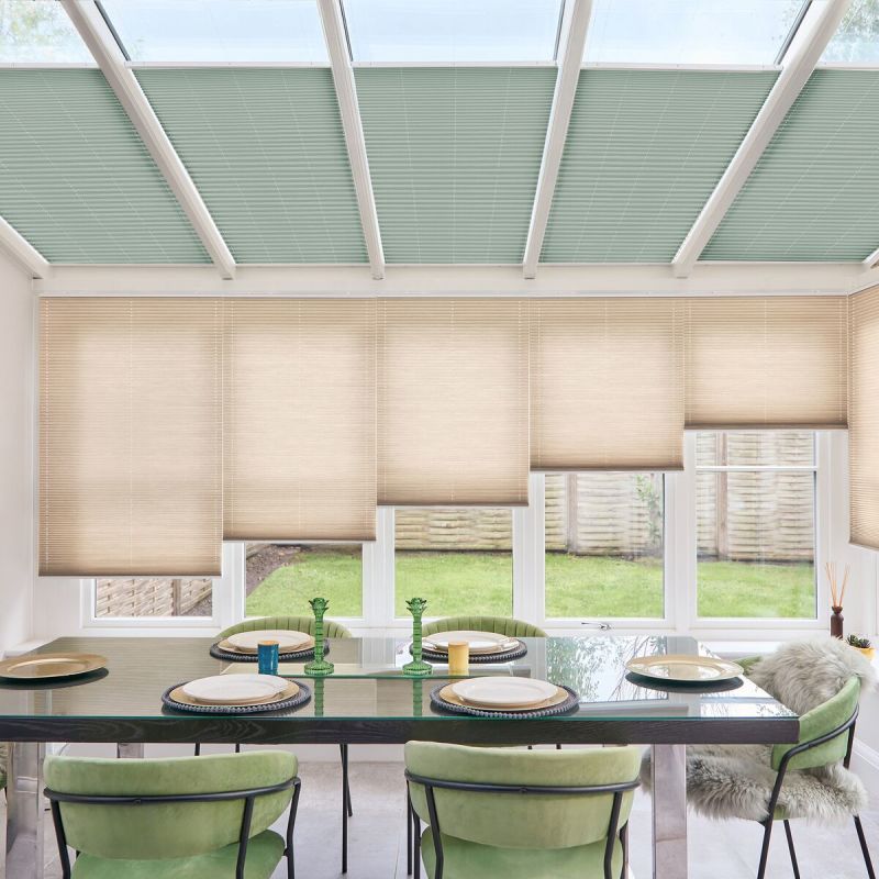 Solartex Chintz Duckegg Pleated blind
