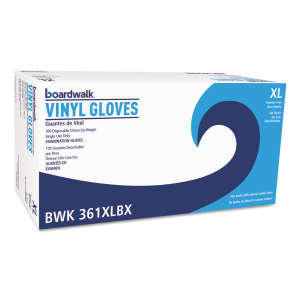 Boardwalk, Medical Grade Gloves, Vinyl, 3.6 mil, Powder Free, XL, Clear