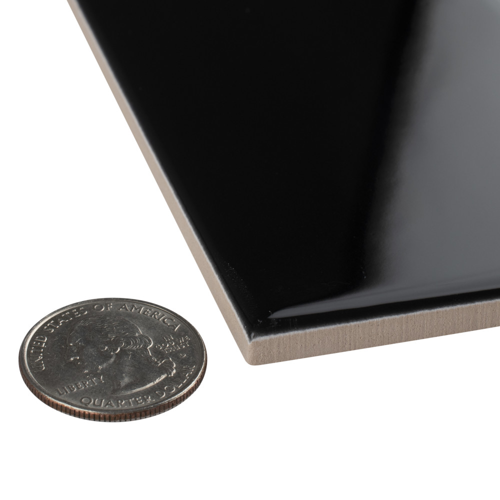 Crown Heights Glossy Black 3 in. x 6 in. Ceramic Wall Tile