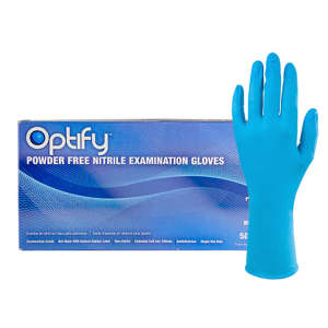 Hospeco, ProWorks® Optify®, Medical Gloves, Nitrile, 6.5 mil, Powder Free, XL, Blue