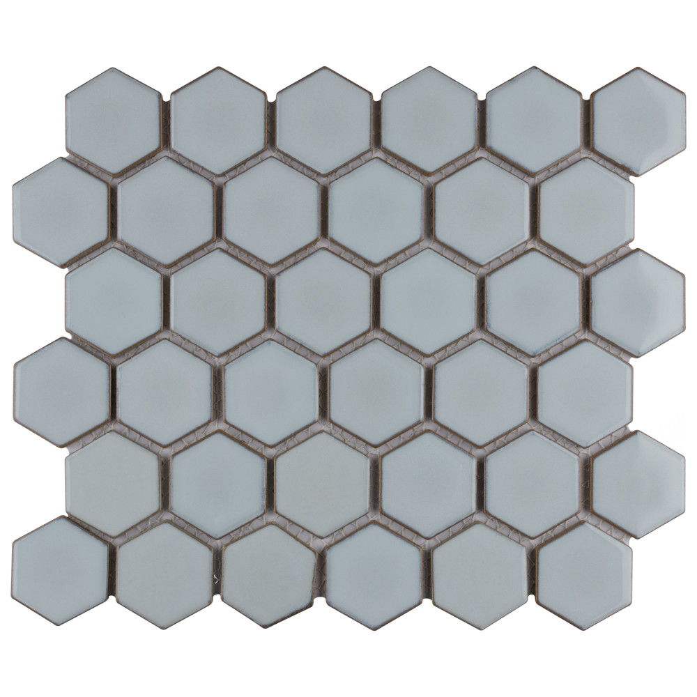 Hudson Due 2″ Hex Silk White 10-7/8 in. x 12-5/8 in. Porcelain Mosaic Tile