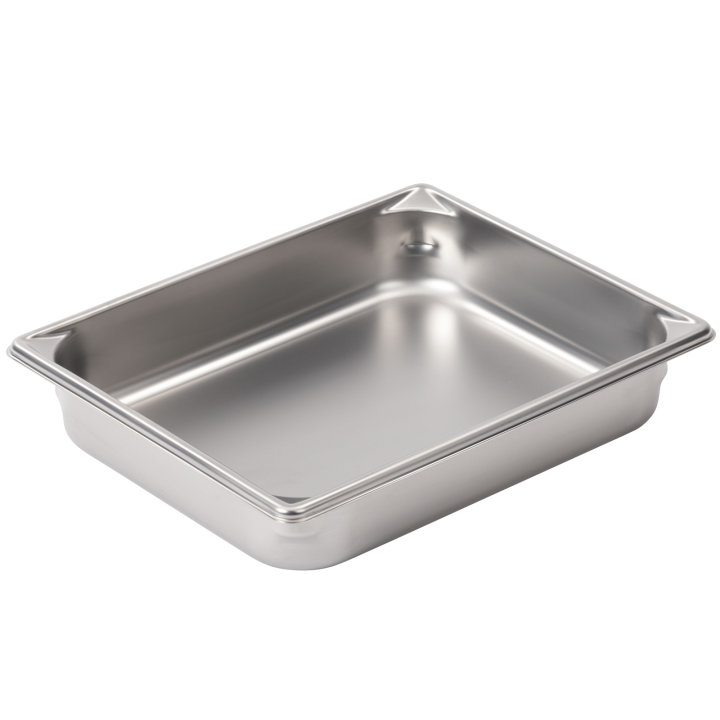 Two-thirds-size 2 ½-inch-deep Super Pan V® stainless steel steam table pan