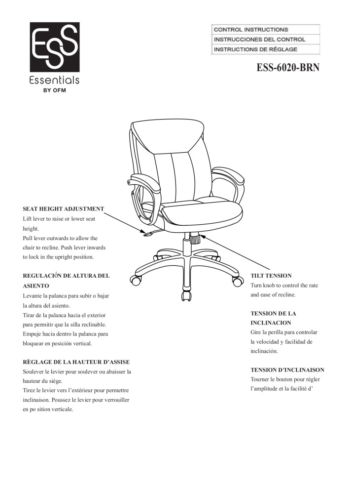 OFM Essentials Collection Executive Office Chair with Lumbar Support