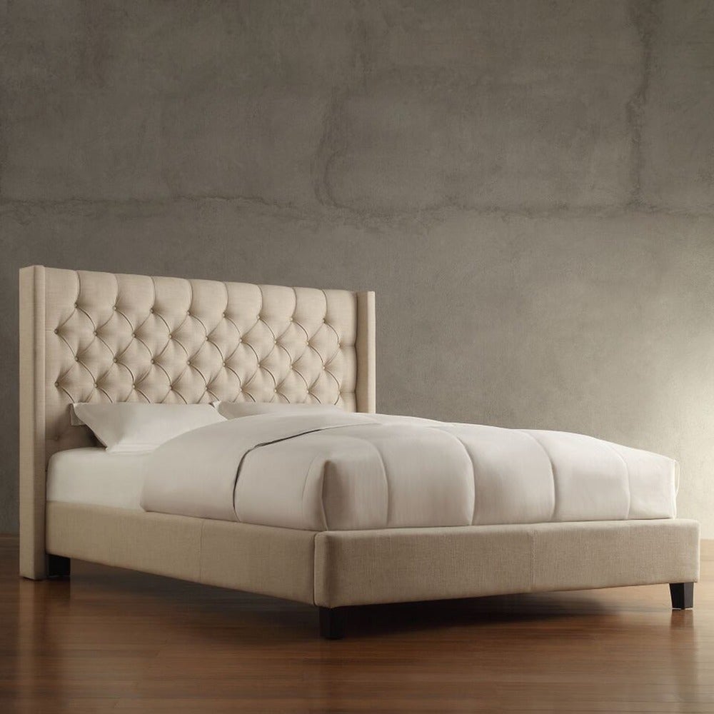Wingback Button Tufted Platform Bed