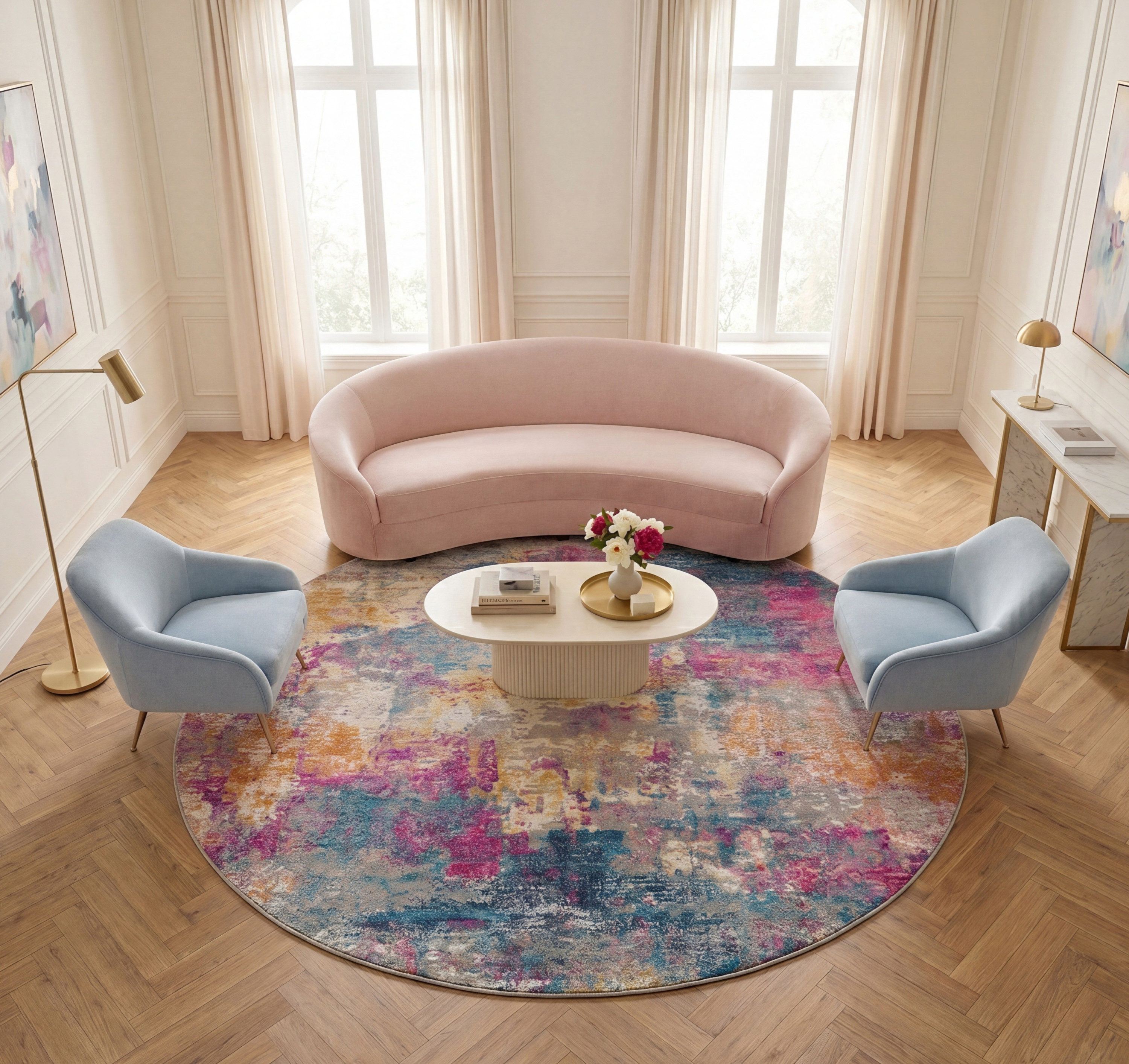 Nourison Passion 8' x Round Ivory Multicolor Modern Indoor Rug