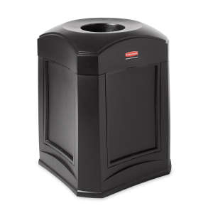 Rubbermaid Commercial, Landmark Series®, 35 gal, Poly, Black, Square, Receptacle Lid
