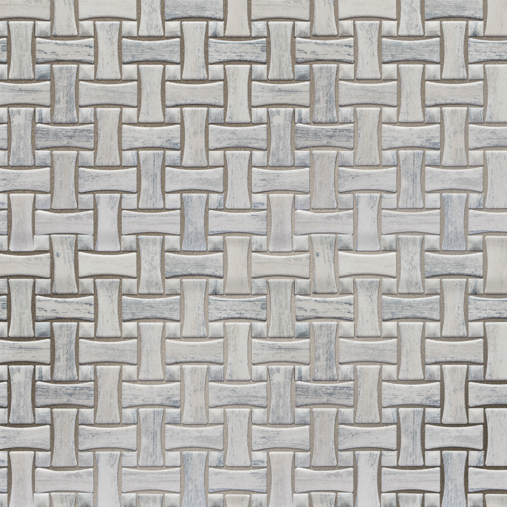 Cassis Dog Bone Basketweave White w/ White Dot 10 in. x 10 in. Porcelain Mosaic Tile