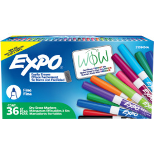 Dry Erase Markers, Whiteboard Markers with Low Odor Ink, Fine Tip, Assorted Vibrant Colors, 36 Count