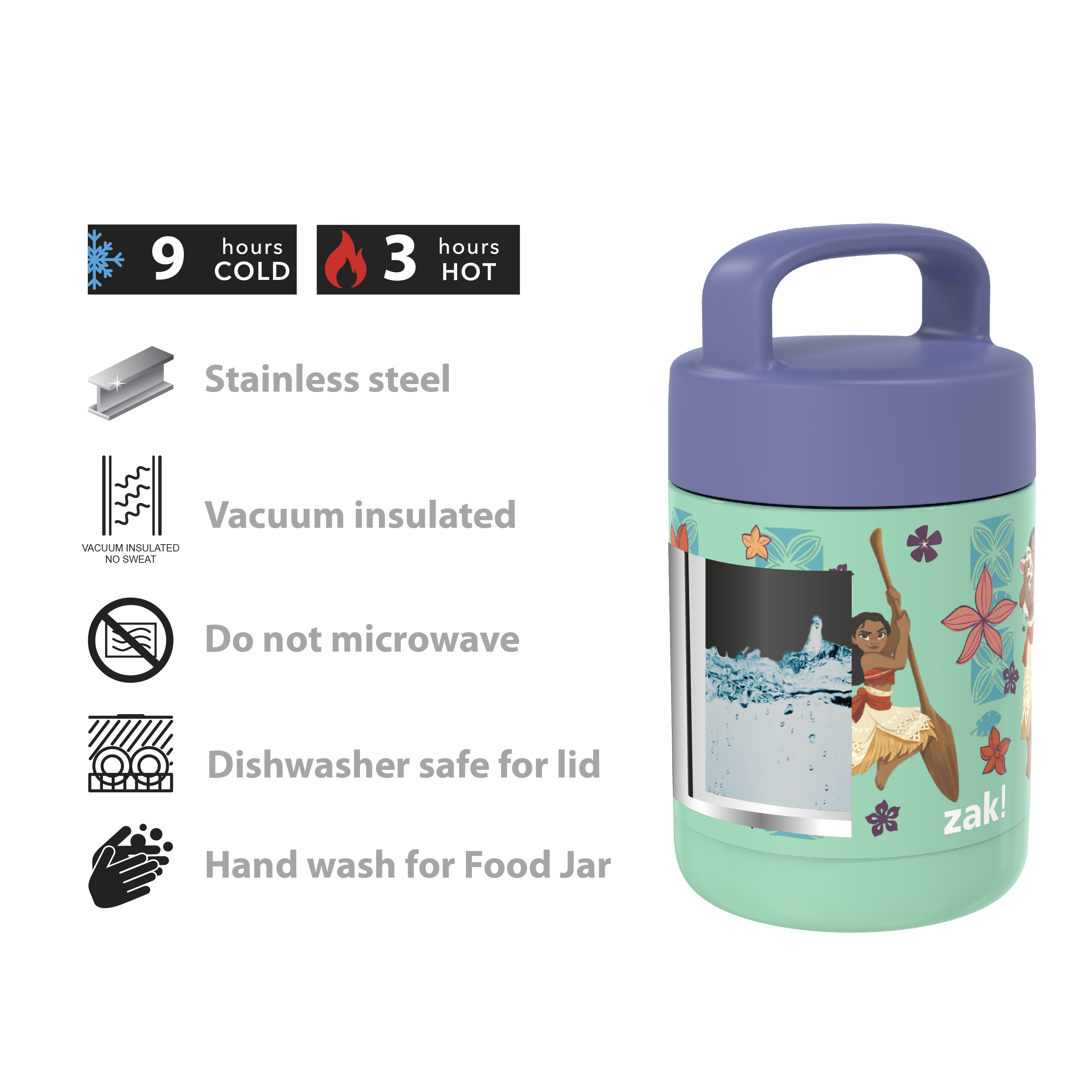 Disney Reusable Vacuum Insulated Stainless Steel Food Container, Moana slideshow image 9