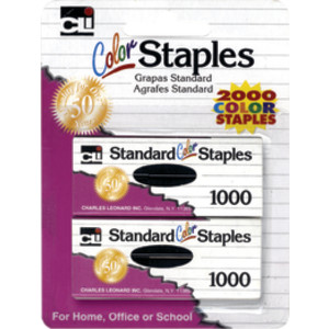 Standard Color Staples, Assorted Colors, 1000 Per Box, 2 Boxes