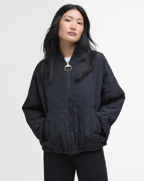 Emlyn Quilted Bomber Jacket Black/Ancient